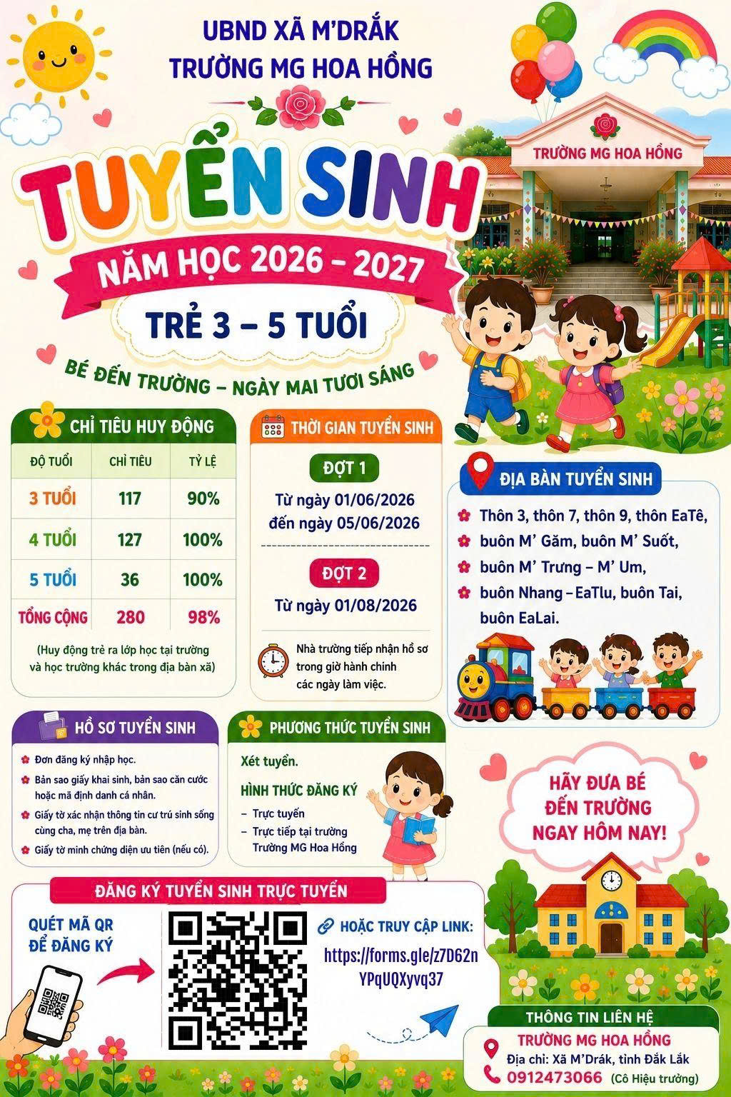 THÔNG BÁO LỊCH TUYỂN SINH CỦA TRƯỜNG MG HOA HỒNG – XÃ M’DRĂK THÔNG BÁO LỊCH TUYỂN SINH CỦA TRƯỜNG MG HOA HỒNG – XÃ M’DRĂK